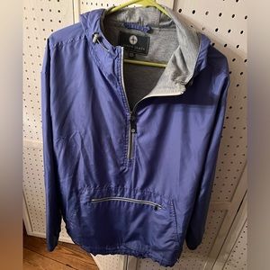 Lauren James pullover raincoat w/hood. XXL. Excellent condition. Periwinkle.